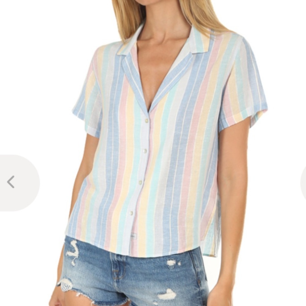 Rails Women’s Pastel Striped Button-Down Shirt - Blue/Pink/yellow